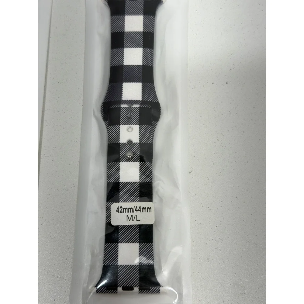 AdMaster band for Apple Watch 42mm 44mm M/L White‎ Black Sport Buffalo Plaid 2pk